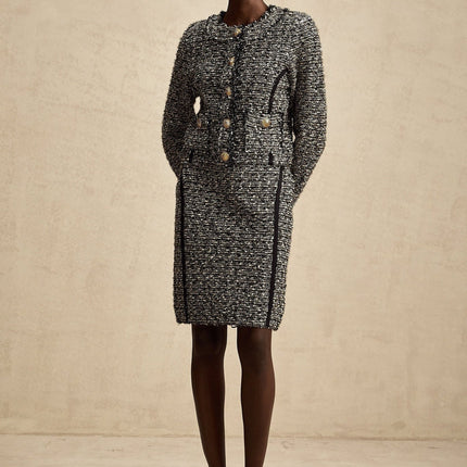 Vanessa Silver Striped Jacket Skirt Set