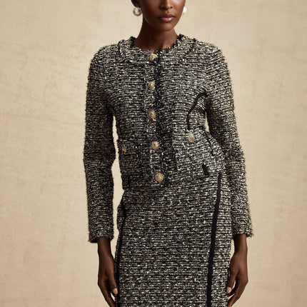 Vanessa Silver Striped Jacket Skirt Set