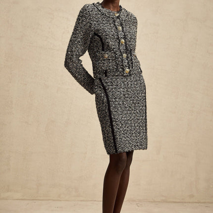Vanessa Silver Striped Jacket Skirt Set
