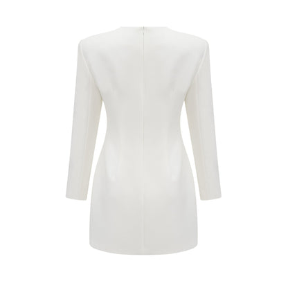 Vanessa white fauxflower embellished mini dress