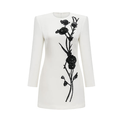 Vanessa white fauxflower embellished mini dress