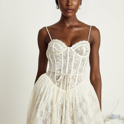 Vanessa White Lace Corset Mini Dress