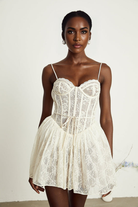 Vanessa White Lace Corset Mini Dress