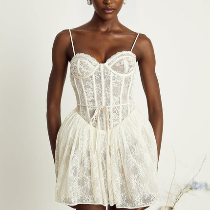 Vanessa White Lace Corset Mini Dress