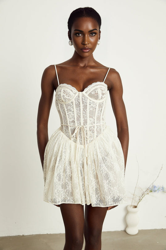 Vanessa White Lace Corset Mini Dress