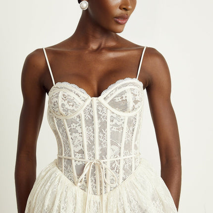 Vanessa White Lace Corset Mini Dress