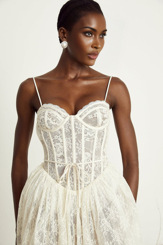 Vanessa White Lace Corset Mini Dress
