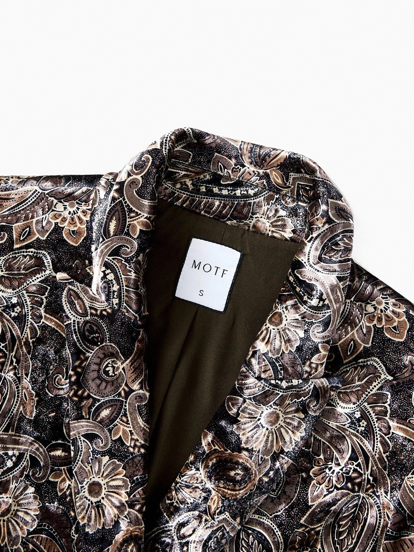 VELVET ALLOVER PRINT LAPEL COLLAR BLAZER