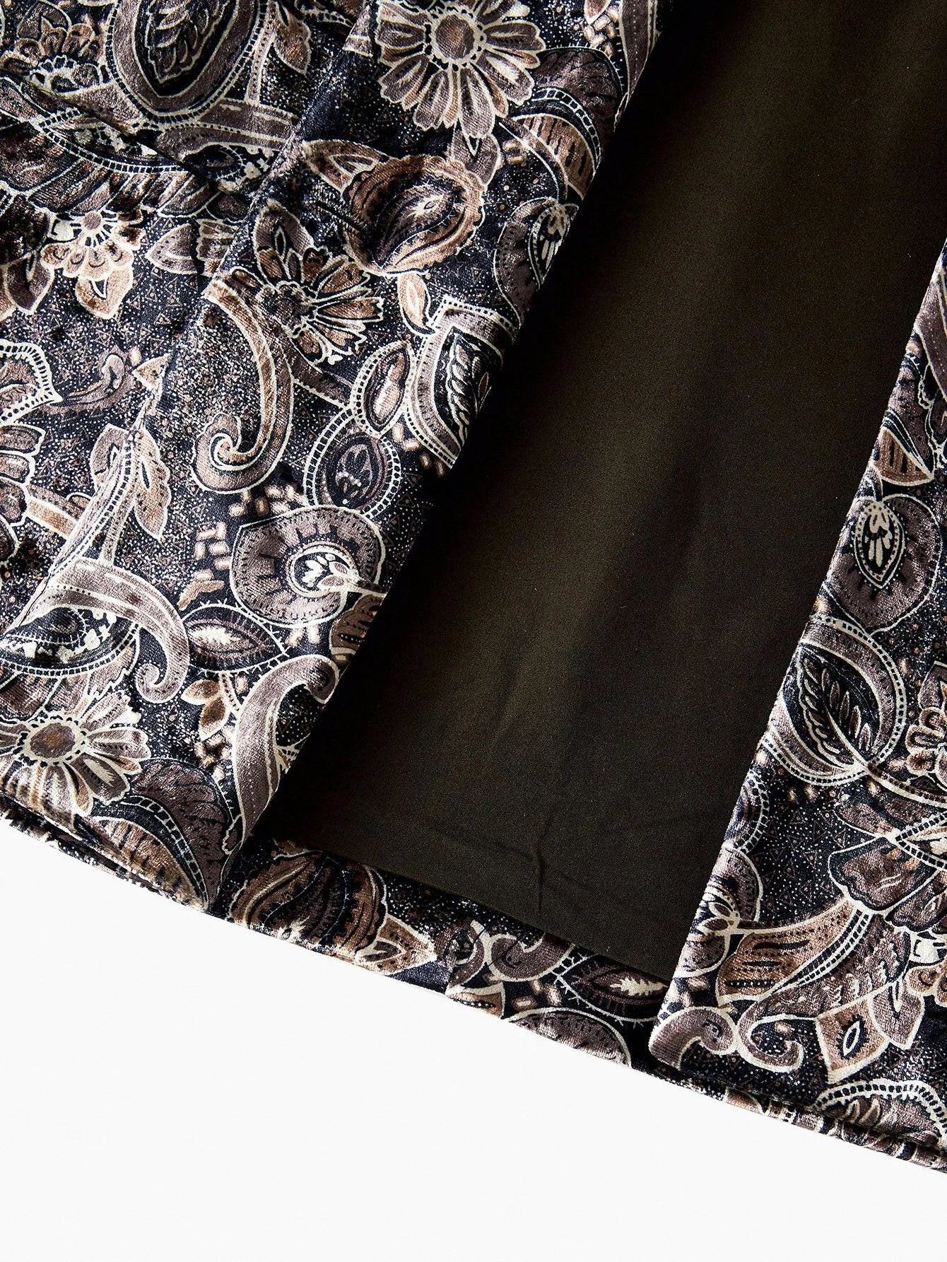 VELVET ALLOVER PRINT LAPEL COLLAR BLAZER