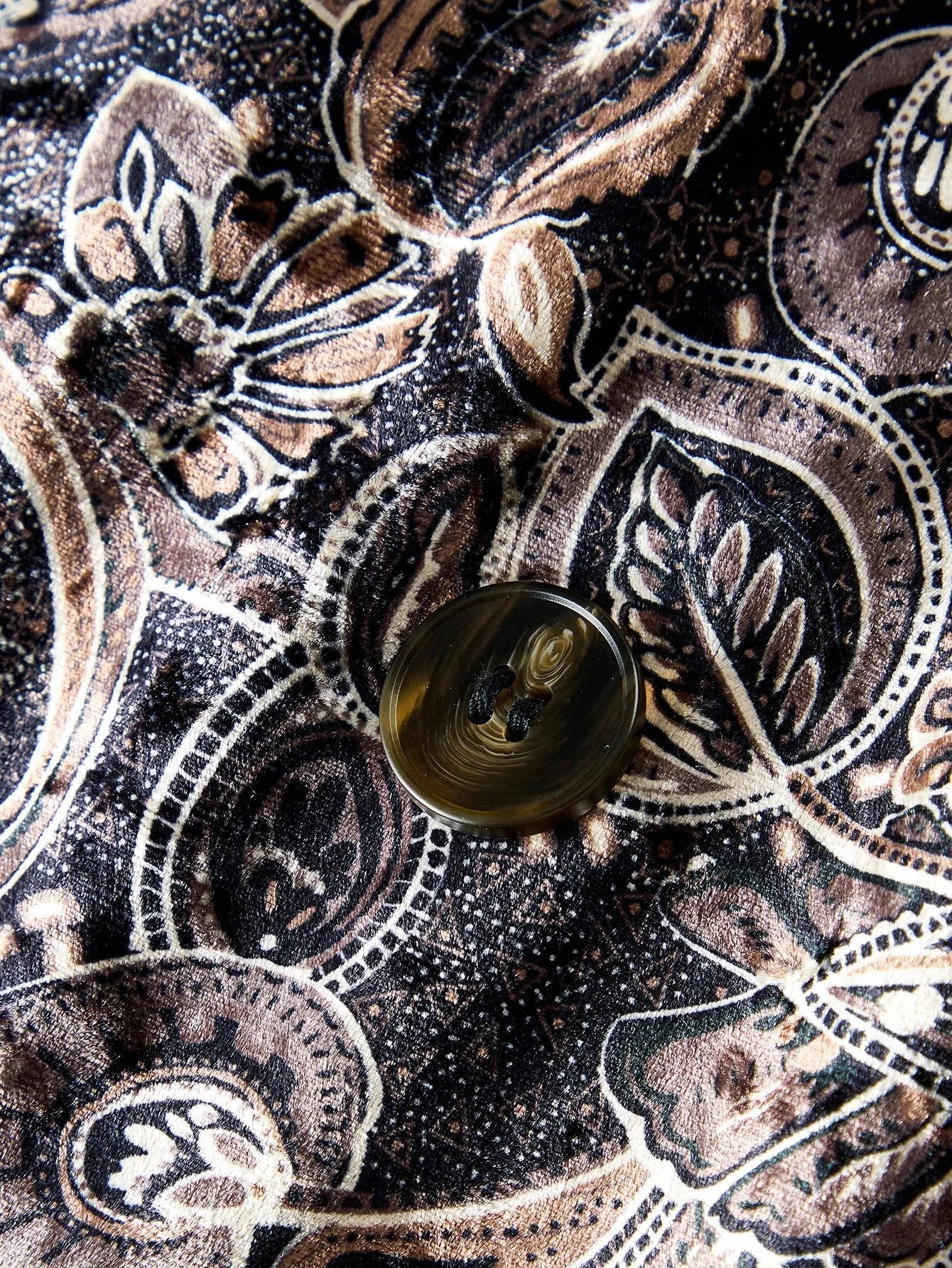 VELVET ALLOVER PRINT LAPEL COLLAR BLAZER