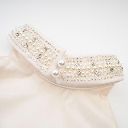 Vera Halterneck Skirt & Top Set in Neutrals with Crystal Faux-pearl Embellishment