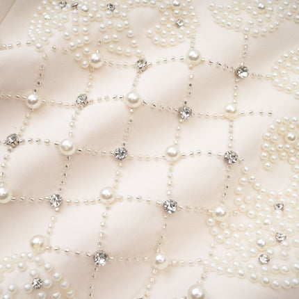 Vera Neutrals Crystal Faux-pearl Embellished Halterneck Skirt Top Set