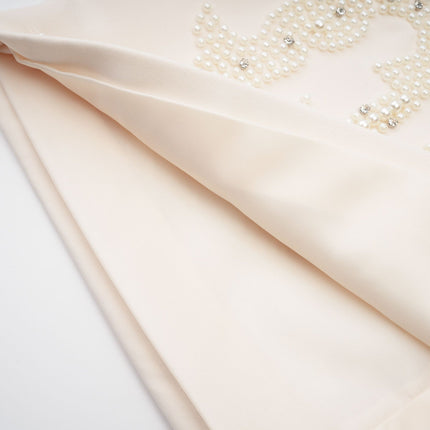 Vera Neutrals Crystal Faux-pearl Embellished Halterneck Skirt Top Set