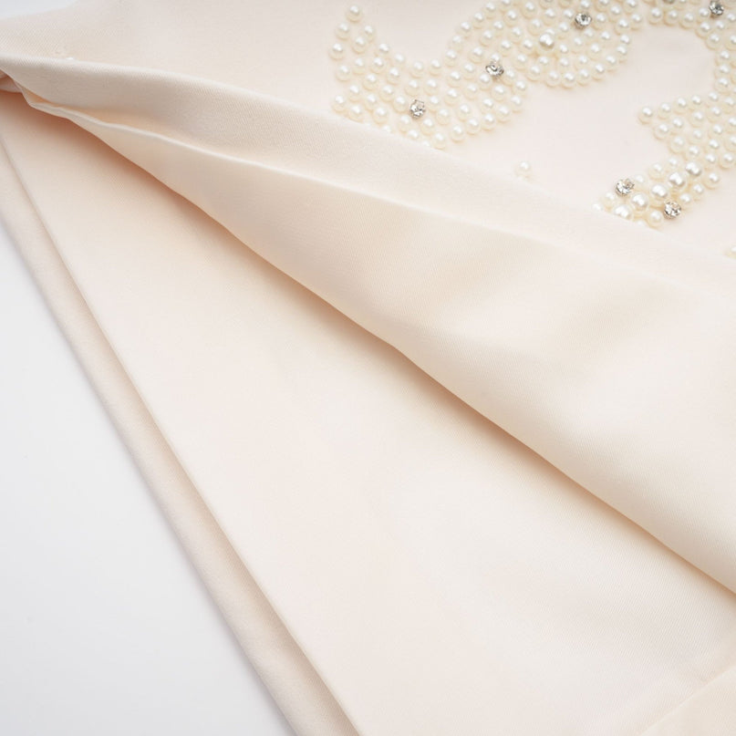 Vera Neutrals Crystal Faux-pearl Embellished Halterneck Skirt Top Set