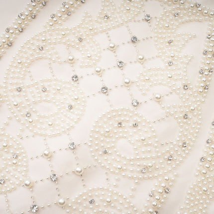 Vera Neutrals Crystal Faux-pearl Embellished Halterneck Skirt Top Set