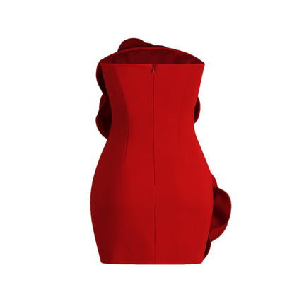 Vera Red Faux-Flower Sleeveless Dress 100% Polyester