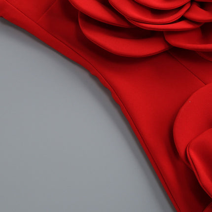 Vera Red Faux-Flower Strapless Dress 100% Polyester