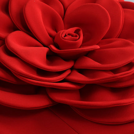 Vera Red Faux-Flower Strapless Dress