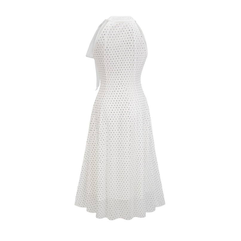 Vera White Crystal Embellished Midi Dress