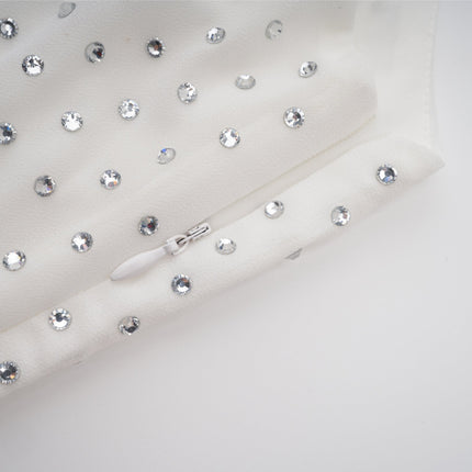 Vera White Crystal Embellished Midi Dress