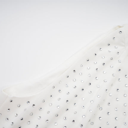 Vera White Crystal Embellished Midi Dress