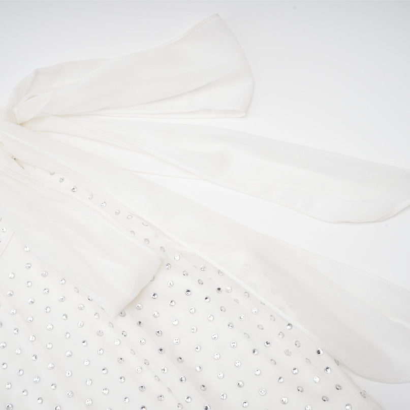 Vera White Crystal Embellished Midi Dress