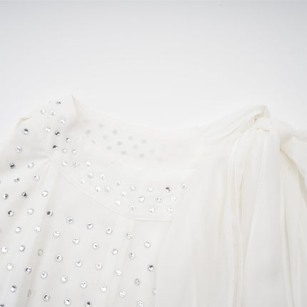 Vera White Crystal Embellished Midi Dress
