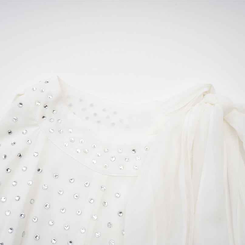 Vera White Crystal Embellished Midi Dress