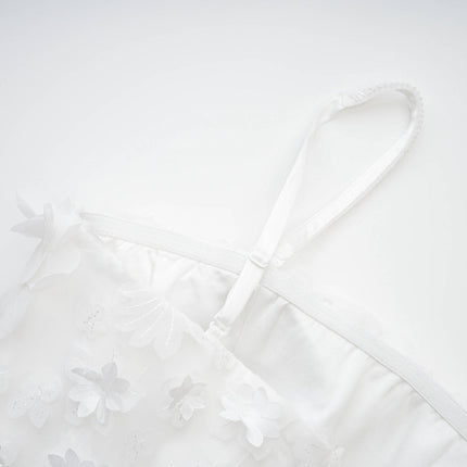 Vera White Mini Dress with Faux Flower Embellishments