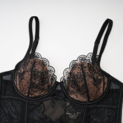 Veronica Black Lace Bow Vest Top