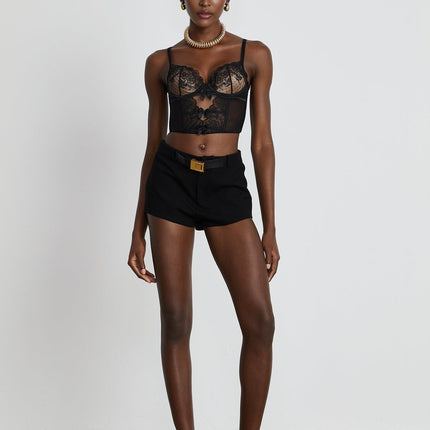 Veronica Black Lace Bow Vest Top