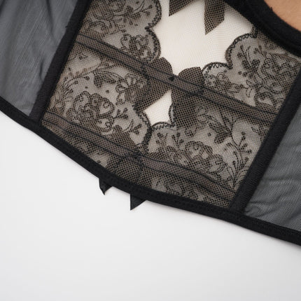 Veronica Black Lace Bow Vest Top