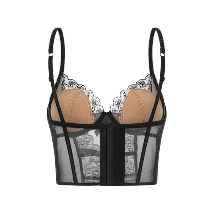 Veronica Black Lace Vest Top