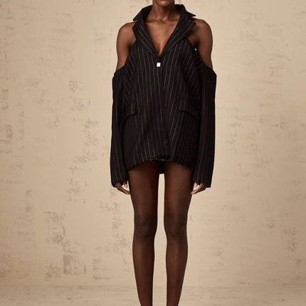 Veronika Black Pinstripe Blazer