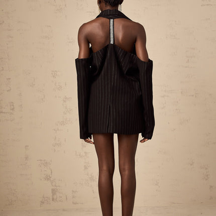 Veronika Black Pinstripe Blazer