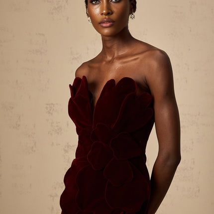 Victoria Red Floral Appliqué Layered Mini Dress