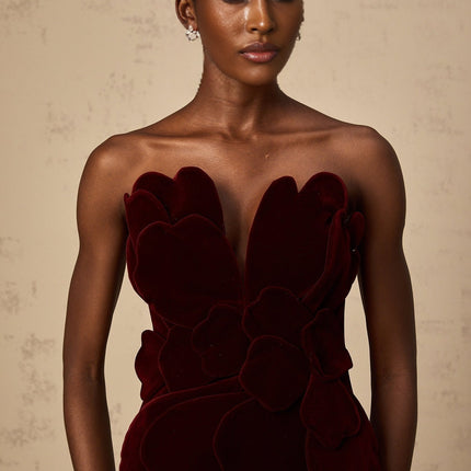 Victoria Red Floral Appliqué Layered Mini Dress