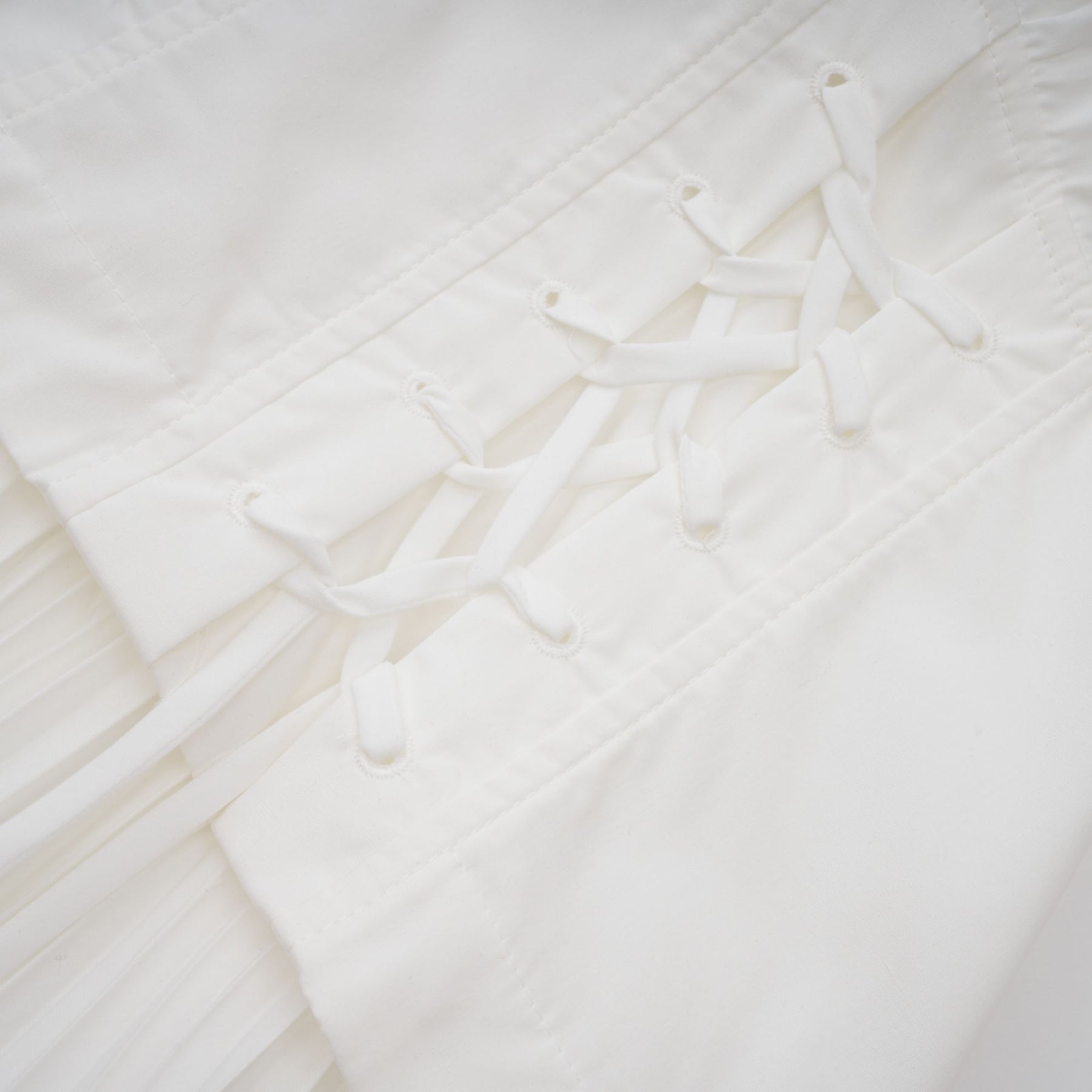 Vienne White LaceUp Pleated Maxi Dress