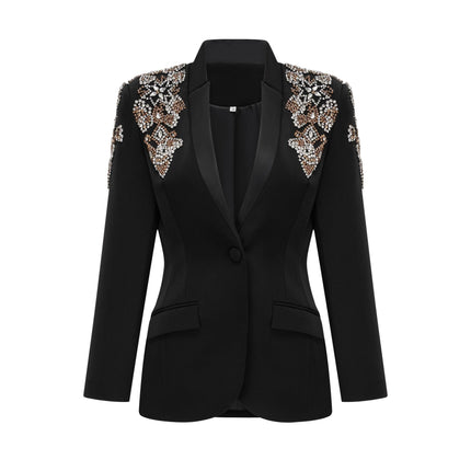 Vincenzina Black Crystal Embellished Jacket Trousers