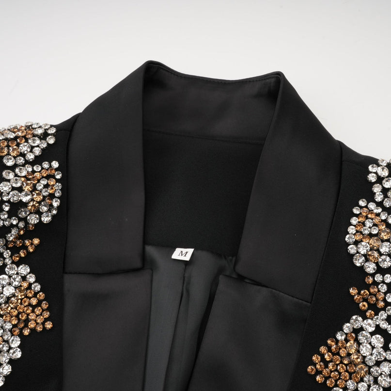 Vincenzina Black Crystal Embellished Jacket Trousers