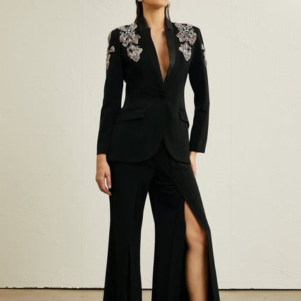 Vincenzina Black Crystal Embellished Jacket Trousers