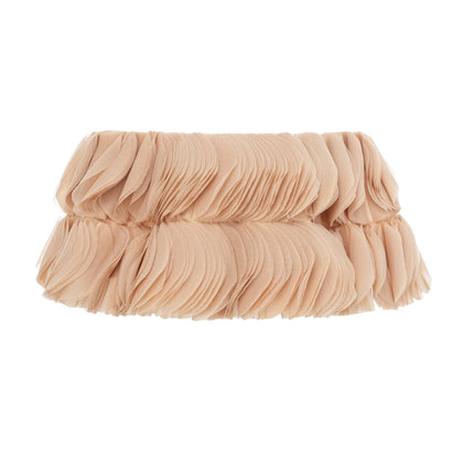 Vincenzina Neutrals Cropped Top Off-shoulder Shirred Terylene Fiber
