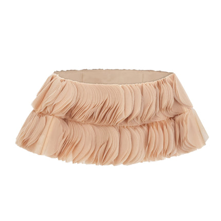 Vincenzina Neutrals Cropped Top Off-shoulder Shirred
