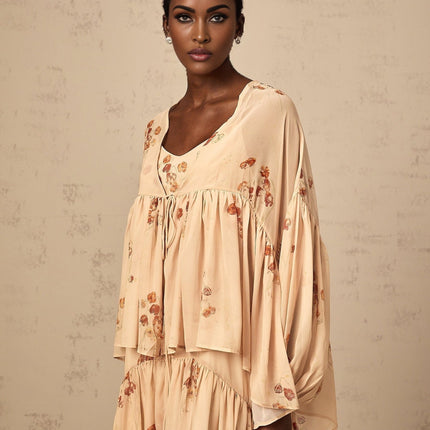 Vincenzina Pink Floral Blouse Dress Set