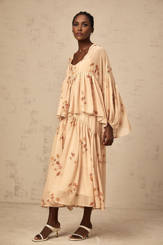 Vincenzina Pink Floral Print Blouse and Dress Set