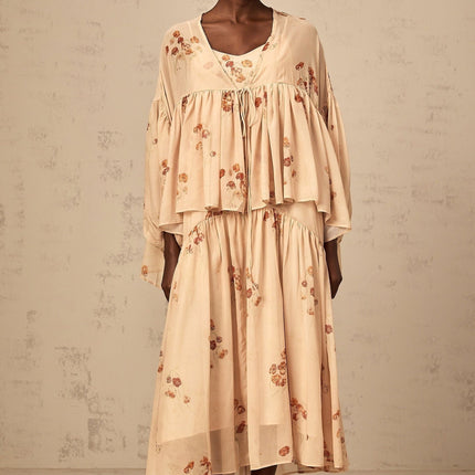 Vincenzina Pink Floral Print Blouse Dress Set