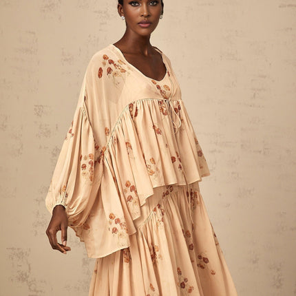 Vincenzina Pink Floral Print Blouse Dress Set