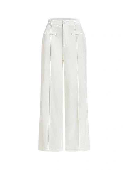 Vintage Velvet One Pocket HighWaisted StraightLeg White Pants