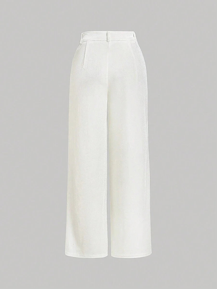 Vintage Velvet One Pocket HighWaisted StraightLeg White Pants