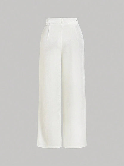 Vintage Velvet One Pocket HighWaisted StraightLeg White Pants